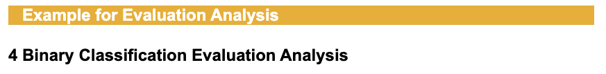 Binary Classification Evaluation